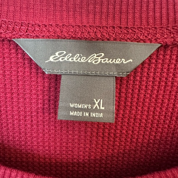 ☀️ NWOT EDDIE BAUER Waffle-Knit Raglan Long Sleeve Crew - Picture 5 of 10